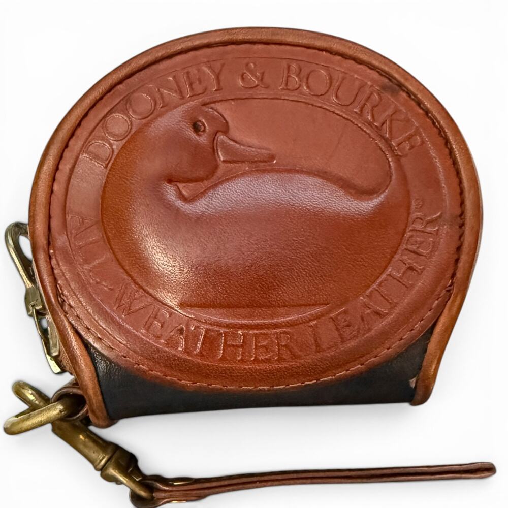 Dooney & Bourke Vintage Black All Weather Leather Wristlet Coin Wallet Purse